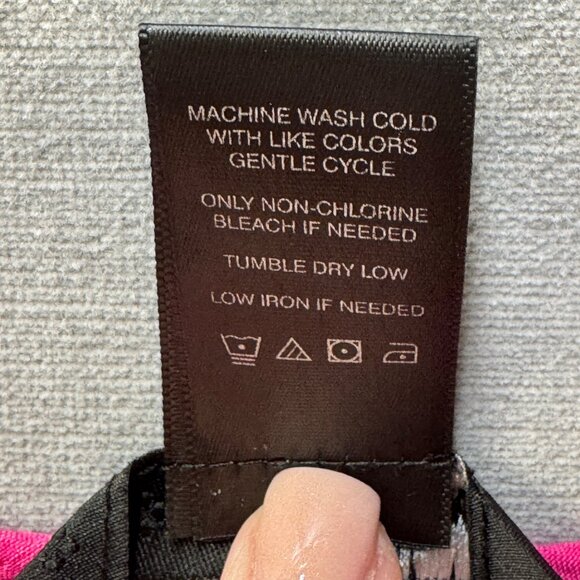 Ali Miles Crinkle Texture Pink Polka Dot Blouse With Button Accents Womens‎ S - Picture 9 of 11